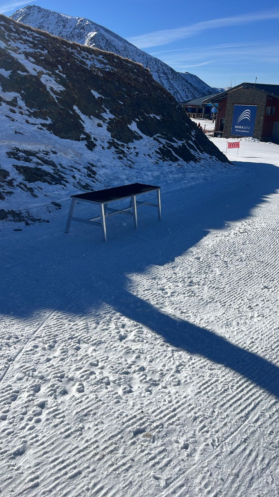 Aluminium bench at a ski resort